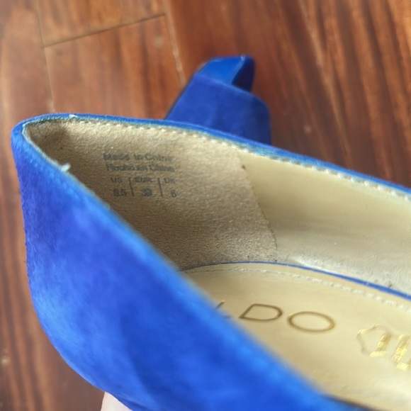 ALDO Cobalt Blue Suede Peep Toe Platform Pumps Size 8.5 (EU 39) Ruddell - Picture 11 of 16